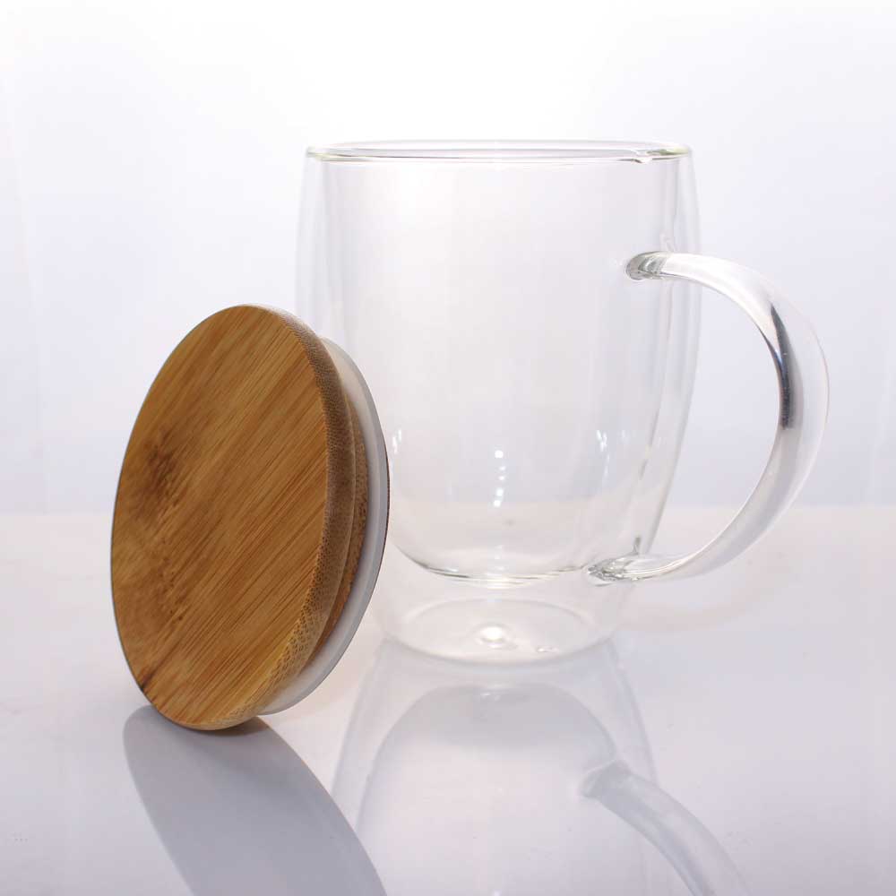 Double Wall Glass Mug with Bamboo Lid — EarthShopp