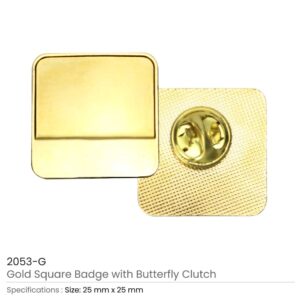 Square Metal Badges with Butterfly Clutch - Image 6