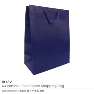 A3 Vertical Blue Paper Shopping Bags - Image 3