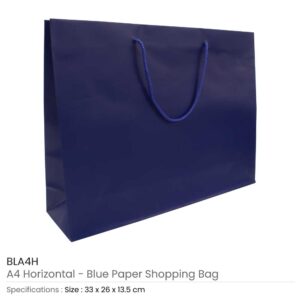 A4 Horizontal Blue Paper Shopping Bags - Image 3