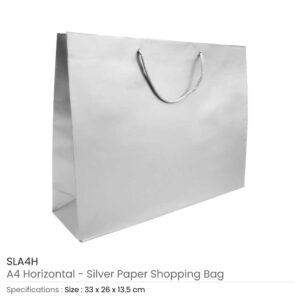 A4 Horizontal Silver Paper Shopping Bags - Image 3