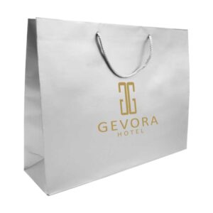 A4 Horizontal Silver Paper Shopping Bags - Image 2