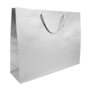 A4 Horizontal Silver Paper Shopping Bags - Image 1