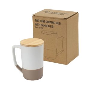 Two-toned Ceramic Mugs with Clay Bottom, Bamboo Lid - Image 6
