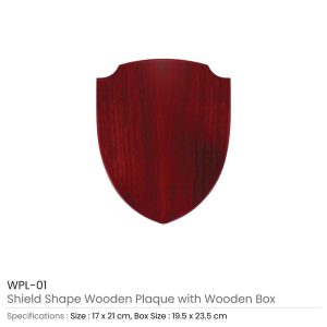 Shield Shaped Wooden Plaque with Box & Golden Aluminium Plate - Image 5