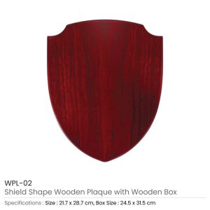 Shield Shaped Wooden Plaque with Box & Golden Aluminium Plate - Image 4