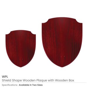 Shield Shaped Wooden Plaque with Box & Golden Aluminium Plate - Image 3