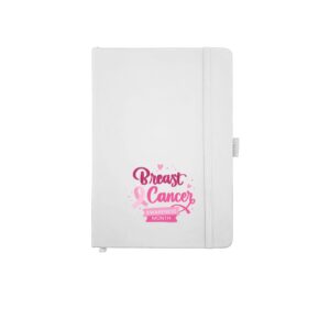 PU Notebook with Breast Cancer Awareness Logo - Image 1
