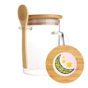 Clear Glass Mug with Bamboo Lid and Spoon Ramadan Gifts