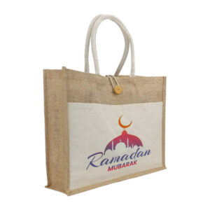 Jute Bags with Cotton Pocket and Handle - Ramadan Gifts