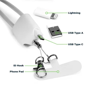4 in 1 Lanyard Charging Cable 60W, 120cm, ID Hook, Phone Pad - Image 6
