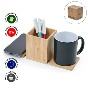 Foldable Fast Wireless Charging Pad 15W Mug Warmer Pen Holder