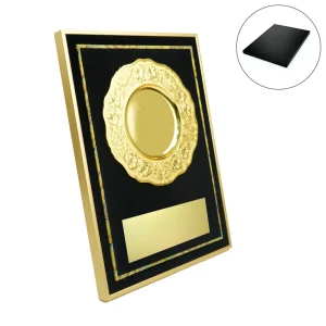 Aluminum Award Plaque A3 with Stand, Gold Plate in Box