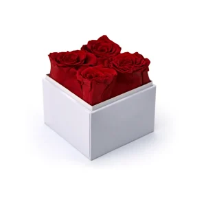 Flower Gift Box, Clear Acrylic Lid with 4Pcs Forever Red Roses - Image 6