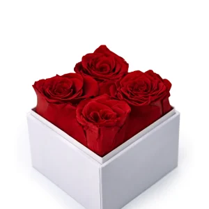 Flower Gift Box, Clear Acrylic Lid with 4Pcs Forever Red Roses - Image 5