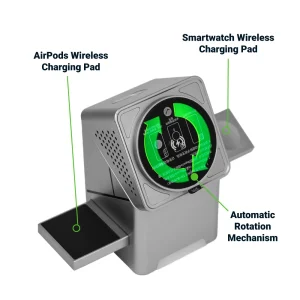 3-in-1 Rotating Wireless Charging Station 15W Fast Charging - Image 9