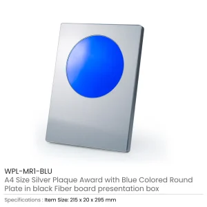 A4 Aluminum Award Plaques with Round Colored Plate and Stand - Image 7
