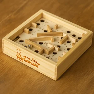 Wooden Maze Board Game with Silver Metal Ball - Image 3