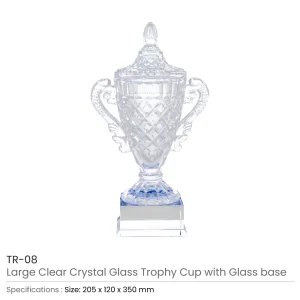 Crystal Glass Trophy Cup with Glass Base in Large Size - Image 7
