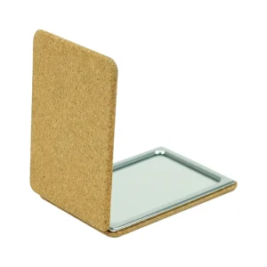 Rectangle Pocket Mirror, Double-Sided Foldable, Cork Finish Cover - Image 6