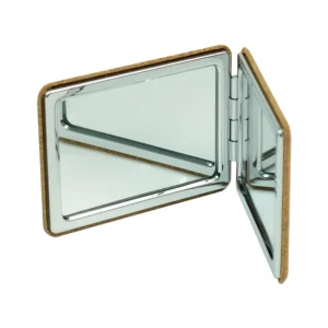 Rectangle Pocket Mirror, Double-Sided Foldable, Cork Finish Cover - Image 5