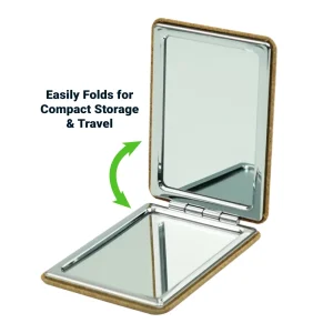 Rectangle Pocket Mirror, Double-Sided Foldable, Cork Finish Cover - Image 7
