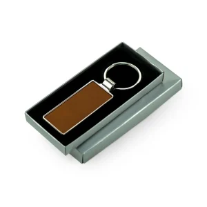 Silver Shiny Metal Keychains with Laserable PU Leather Plate - Image 7
