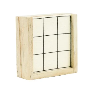 Tic-Tac-Toe Wooden Board Game with Slide Storage Box – 9 Cubes - Image 6