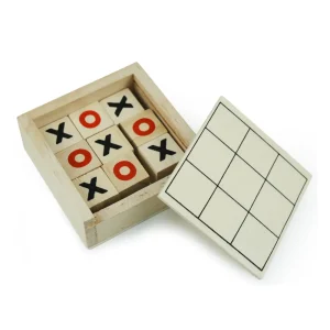 Tic-Tac-Toe Wooden Board Game with Slide Storage Box – 9 Cubes - Image 7