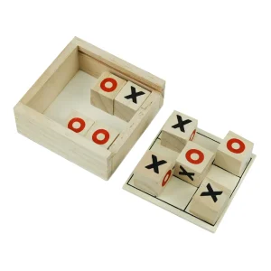 Tic-Tac-Toe Wooden Board Game with Slide Storage Box – 9 Cubes - Image 8