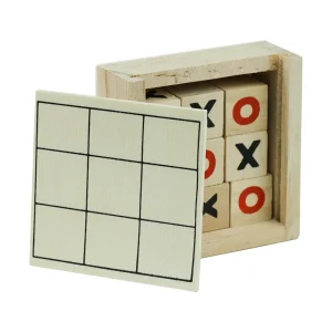 Tic-Tac-Toe Wooden Board Game with Slide Storage Box – 9 Cubes - Image 5