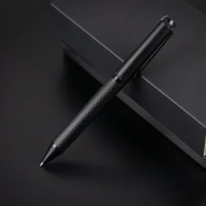 Black Metal Pens with Diamond Textured Design Barrel - Image 4