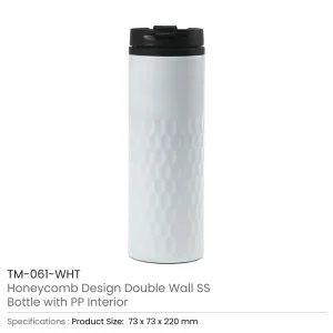 Honeycomb Design SS Bottles, Double Wall with PP Interior 420ml - Image 4