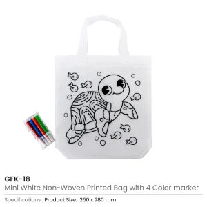Mini Non-woven Bags 100GSM, 4Color Markers, Imprinted Turtle - Image 3