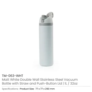 SS Bottles with Straw & Push Button Lid - 1Liter - Image 10