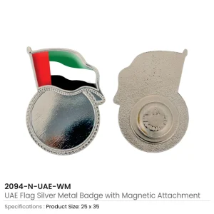 UAE Flag Design Badges in Metal with Magnet Attachment - Image 6