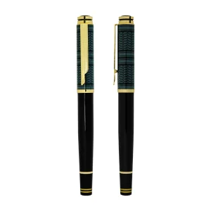 Arabic Traditional Bisht Design Metal Pens, Black & Gold Outline - Image 1