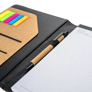 Cork Cover Folder B5 Size with Notepad, Pen and Sticky Notes - Image 3