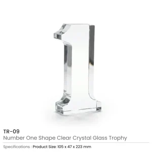 Crystal Glass Trophy in Number One Shape, Gold Lock Box - Image 6