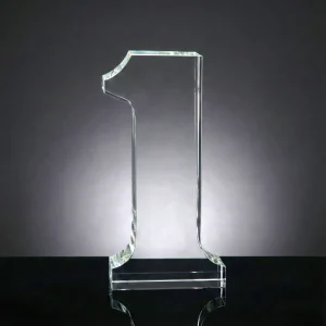Crystal Glass Trophy in Number One Shape, Gold Lock Box - Image 7