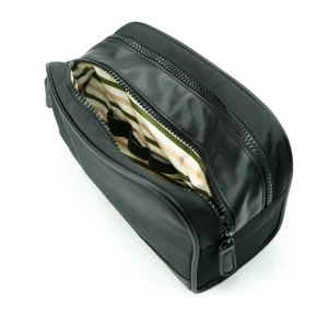 Twill Fabric Utility Pouch, PU Handle, 2 Zipper Compartment - Image 7