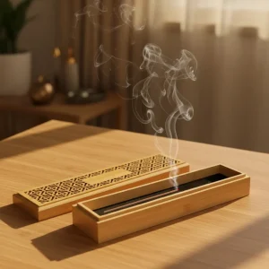 Wooden Incense Burner Holder with Drawer, 10 Pcs Oud Sticks - Image 4