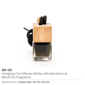 Hanging Car Diffuser Bottle, Bamboo Lid, Black Ice Fragrance - Image 6