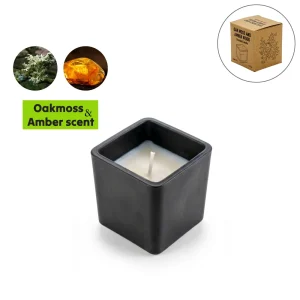 Scented Candle in Glass, Bamboo Lid, Oakmoss & Amber Scent