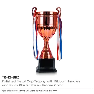 Metal Cup Trophies & Removable Ribbon Attached on Both Handles - Image 10