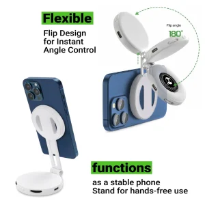 Pocket Selfie Ring Light with MagSafe, Bi-Color LED, 180° Flip - Image 4