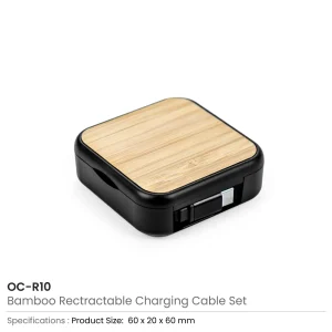 Retractable Charging Cable Set, Bamboo Top, 60W Fast Charging - Image 6