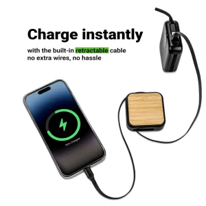 Retractable Charging Cable Set, Bamboo Top, 60W Fast Charging - Image 5