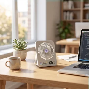 Rechargeable Table-Top Fan with Rotating Desk Stand, Compact & Portable, Type-C - Image 2