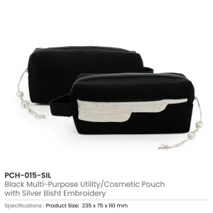 Multi-Purpose Utility & Cosmetic Pouch with Bisht Embroidery - Image 7